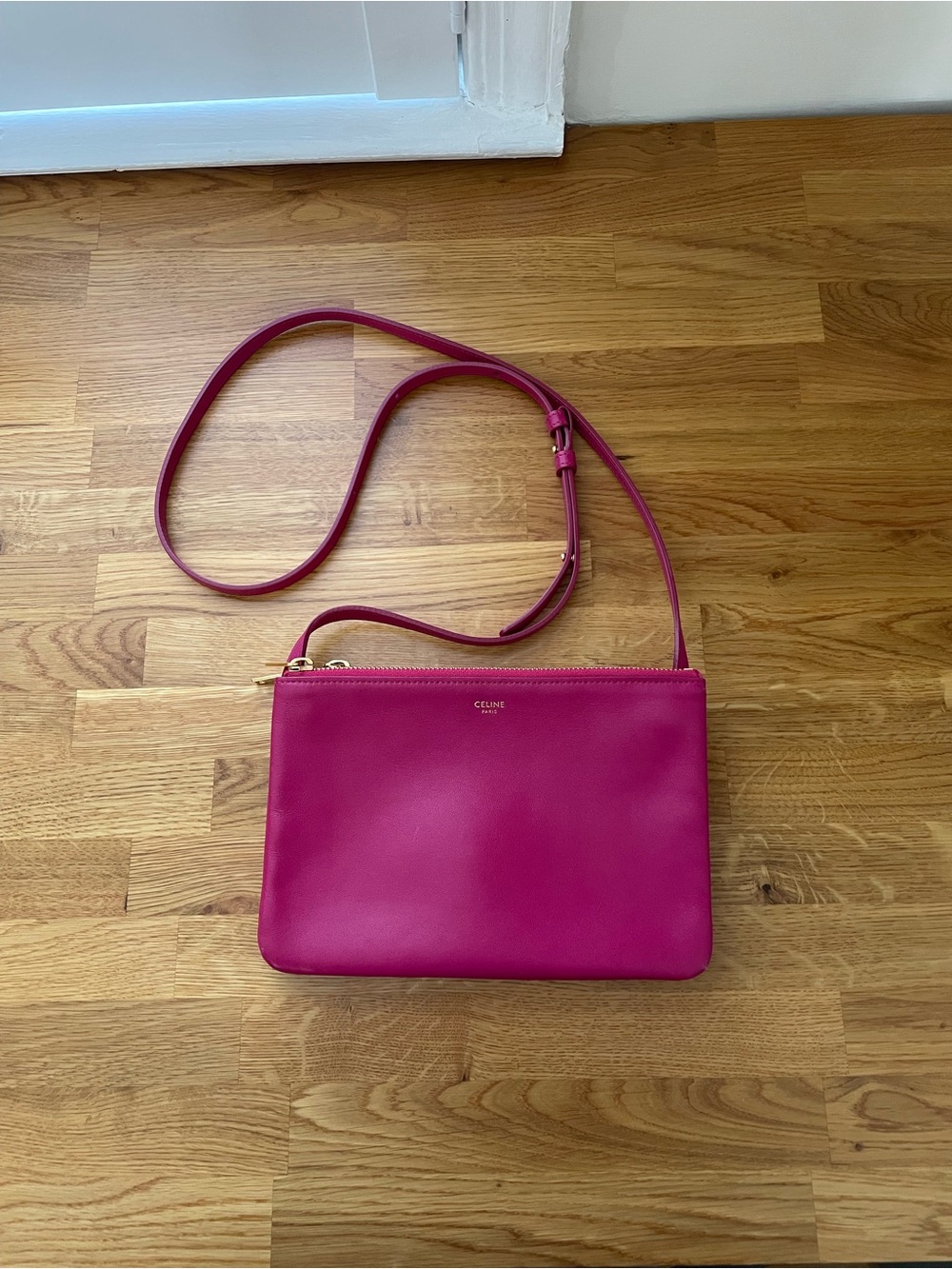 Celine Trio Small Pink Leather Crossbody Bag
